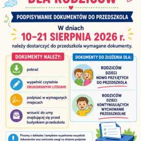 Dokumenty do złożenia dla dzieci nowo przyjętych i kontnuujących